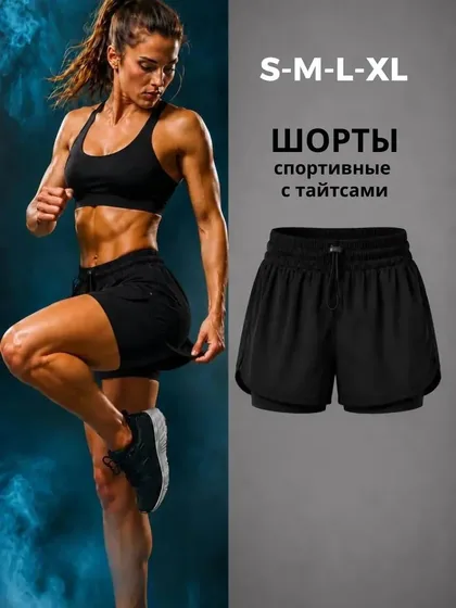 Шорты двойные спортивные (велосипедки)